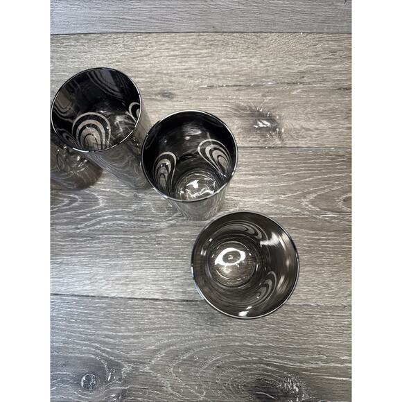 Vintage 1970's Silvered MOD Bullseye Highball Glasses- Set Of 6 - Picture 5 of 11